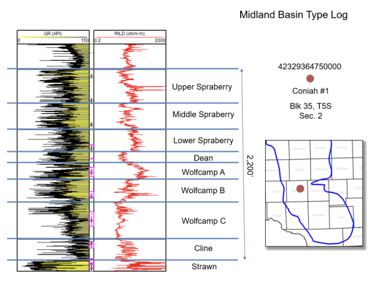 Midland Basin type wireline log
