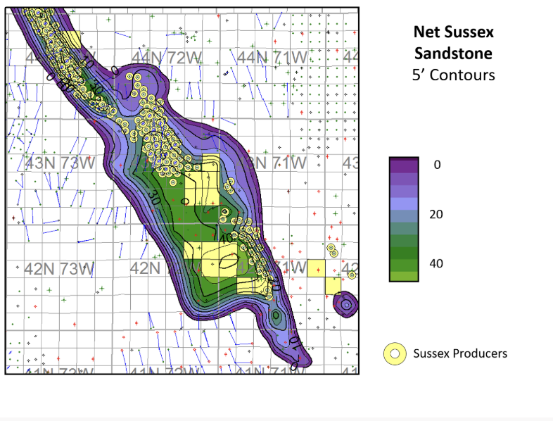 Net Sussex Sandstone contour map
